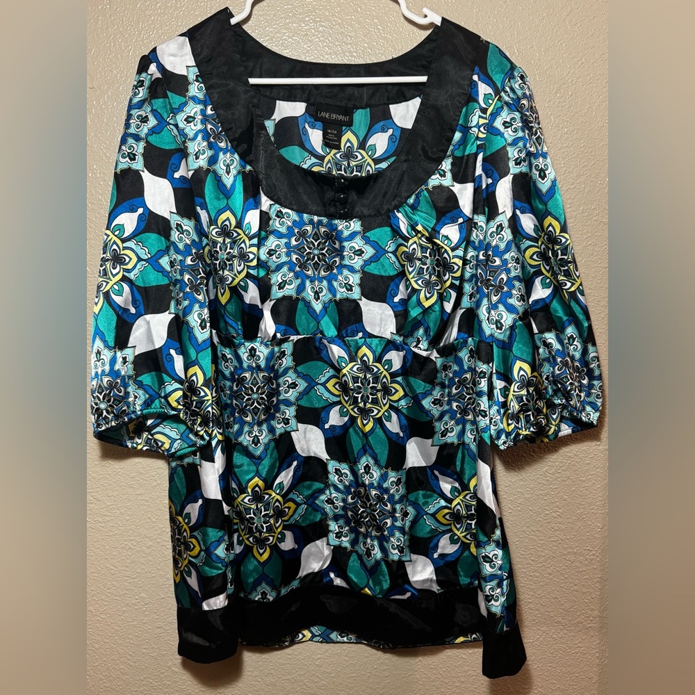 Lane Bryant Turquoise Pattern Blouse